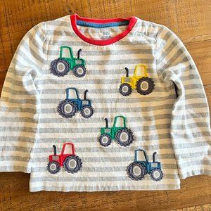 Boys Mini Boden Tractor Long Sleeve Shirt Size 2-3